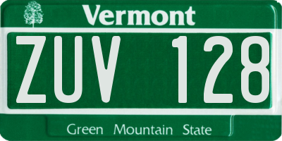 VT license plate ZUV128