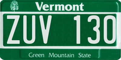 VT license plate ZUV130