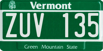 VT license plate ZUV135