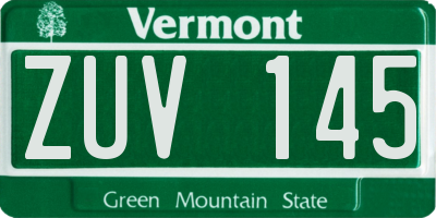 VT license plate ZUV145