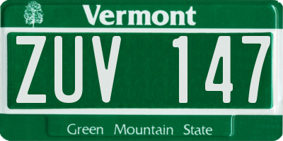 VT license plate ZUV147
