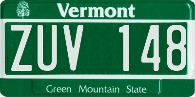 VT license plate ZUV148