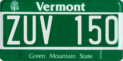 VT license plate ZUV150