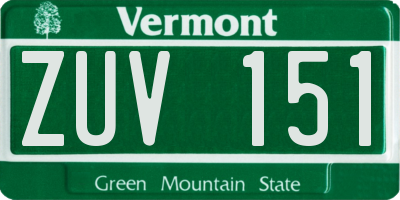 VT license plate ZUV151