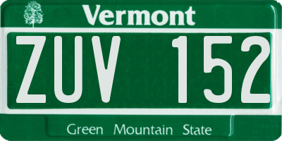 VT license plate ZUV152