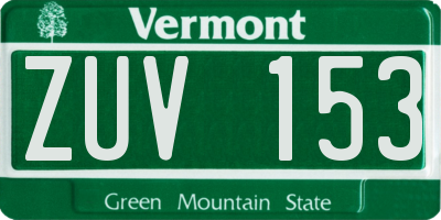 VT license plate ZUV153