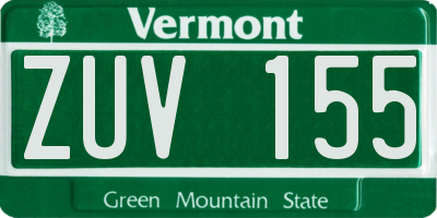 VT license plate ZUV155