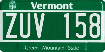 VT license plate ZUV158