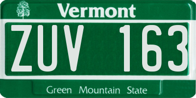 VT license plate ZUV163