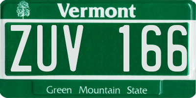 VT license plate ZUV166