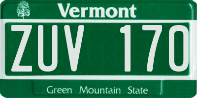 VT license plate ZUV170