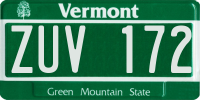 VT license plate ZUV172