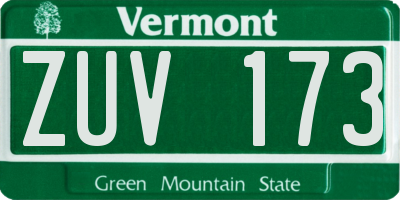 VT license plate ZUV173