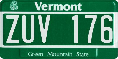 VT license plate ZUV176