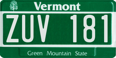 VT license plate ZUV181