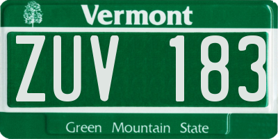 VT license plate ZUV183