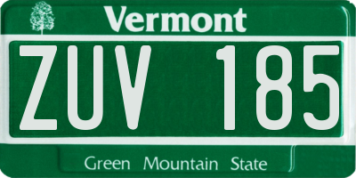 VT license plate ZUV185