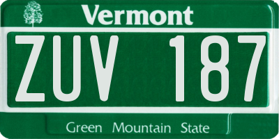 VT license plate ZUV187