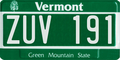 VT license plate ZUV191