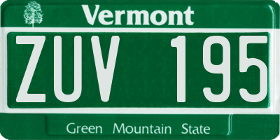 VT license plate ZUV195