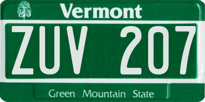 VT license plate ZUV207
