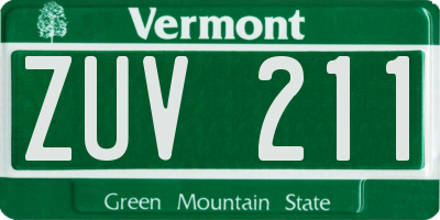 VT license plate ZUV211