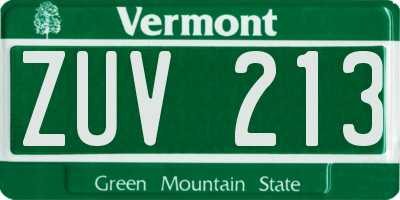 VT license plate ZUV213