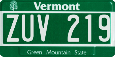VT license plate ZUV219