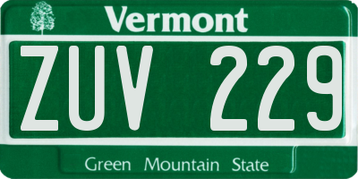 VT license plate ZUV229