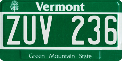 VT license plate ZUV236