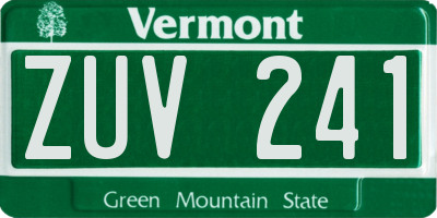 VT license plate ZUV241