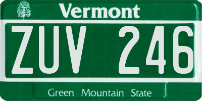 VT license plate ZUV246
