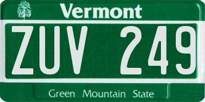 VT license plate ZUV249