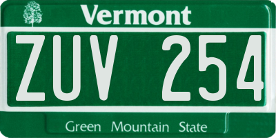 VT license plate ZUV254