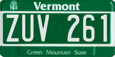 VT license plate ZUV261