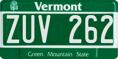 VT license plate ZUV262