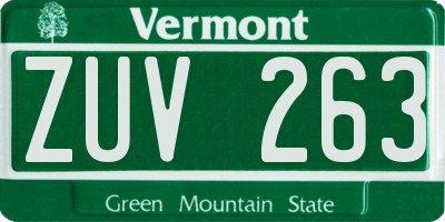 VT license plate ZUV263