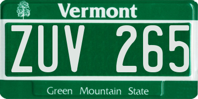 VT license plate ZUV265