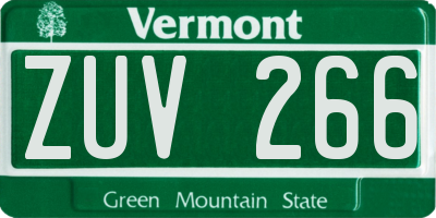 VT license plate ZUV266