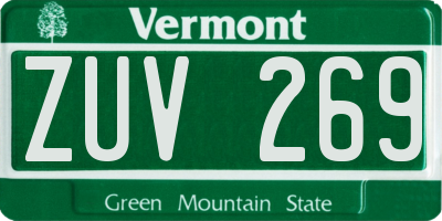 VT license plate ZUV269
