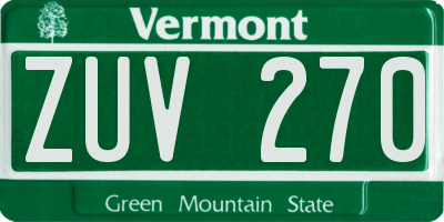 VT license plate ZUV270