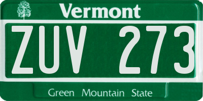 VT license plate ZUV273