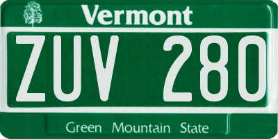 VT license plate ZUV280