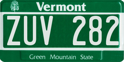 VT license plate ZUV282