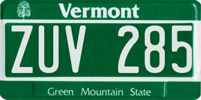 VT license plate ZUV285