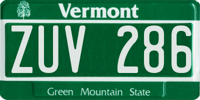 VT license plate ZUV286