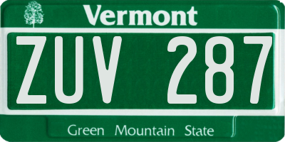 VT license plate ZUV287