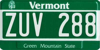 VT license plate ZUV288