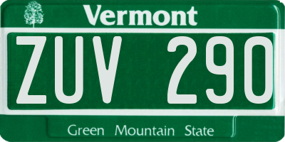 VT license plate ZUV290