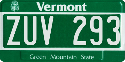 VT license plate ZUV293